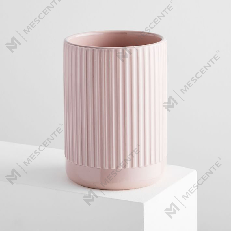 Custom Shop Jual Lilin Kedelai Wangi Kuning Trio Keramik Pink Bergalur Tanpa Label