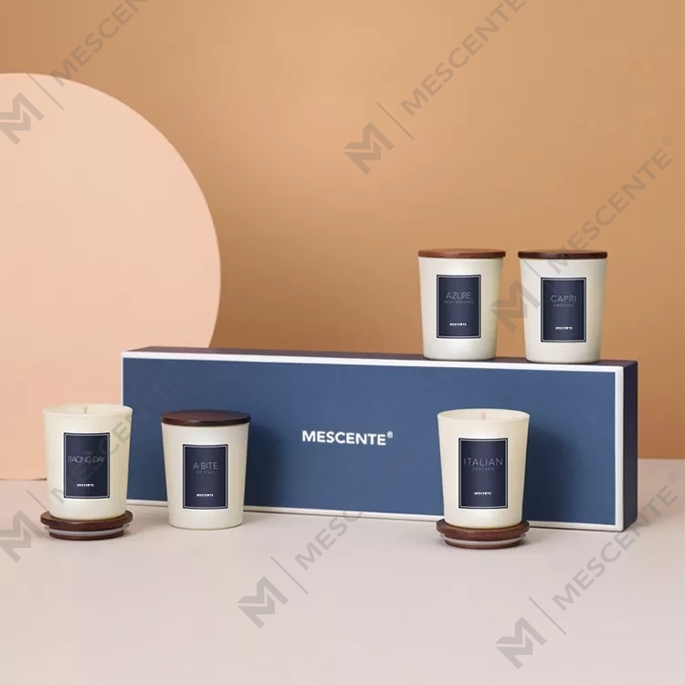 M&scent grosir label pribadi lilin beraroma minyak wangi mewah dengan penutup, lilin aromaterapi