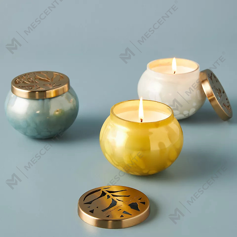 M&scent Label Pribadi Dekorasi Rumah Kustom Stoples Lilin Kaca Mewah Lilin Beraroma Lilin Kedelai Dengan Tutup