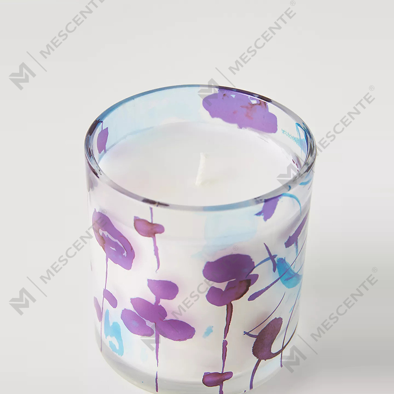 M & Scent Dekorasi Kustom Mewah Label Pribadi 3 Sumbu Lilin Lilin Kedelai Beraroma Kristal Kaca Pelukis Minggu