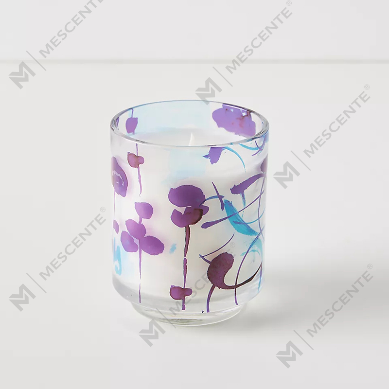 M & Scent Dekorasi Kustom Mewah Label Pribadi 3 Sumbu Lilin Lilin Kedelai Beraroma Kristal Kaca Pelukis Minggu