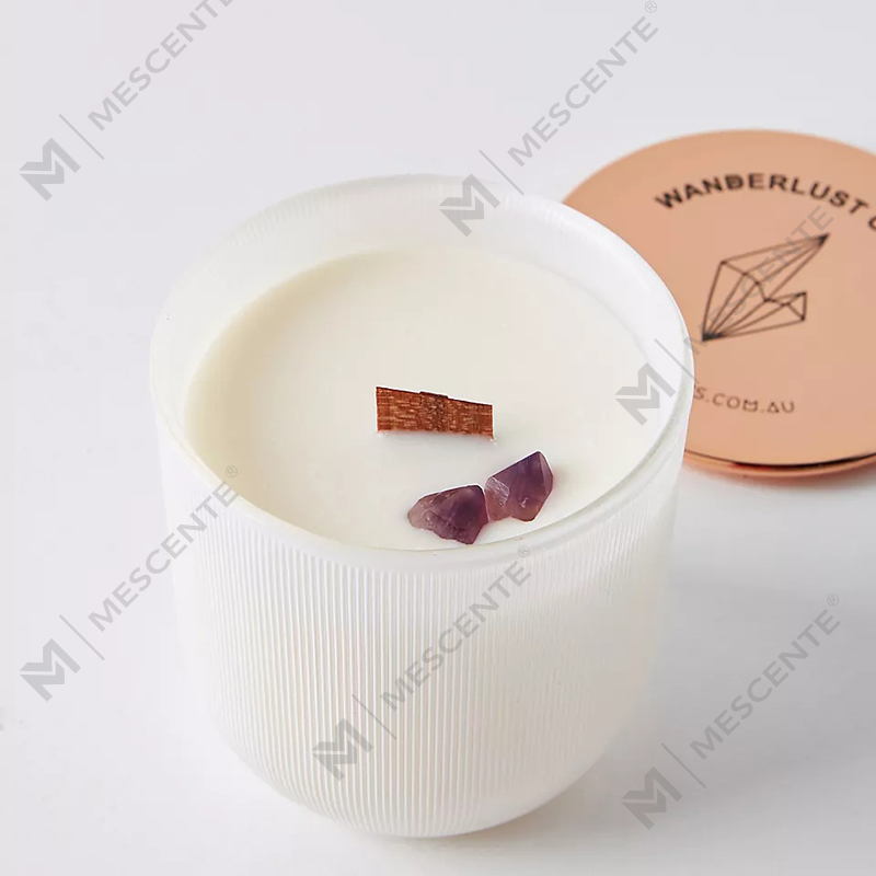 Grosir Marmer Mewah Mengkilap Logo Kristal Diresapi Permata Chakra Aromaterapi Lilin Lilin Kedelai Beraroma