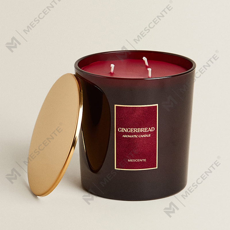 M&Scent Lilin 3 Sumbu Mewah Kustom Label Pribadi yang Dipersonalisasi Lilin Beraroma Kaca Matte Hitam