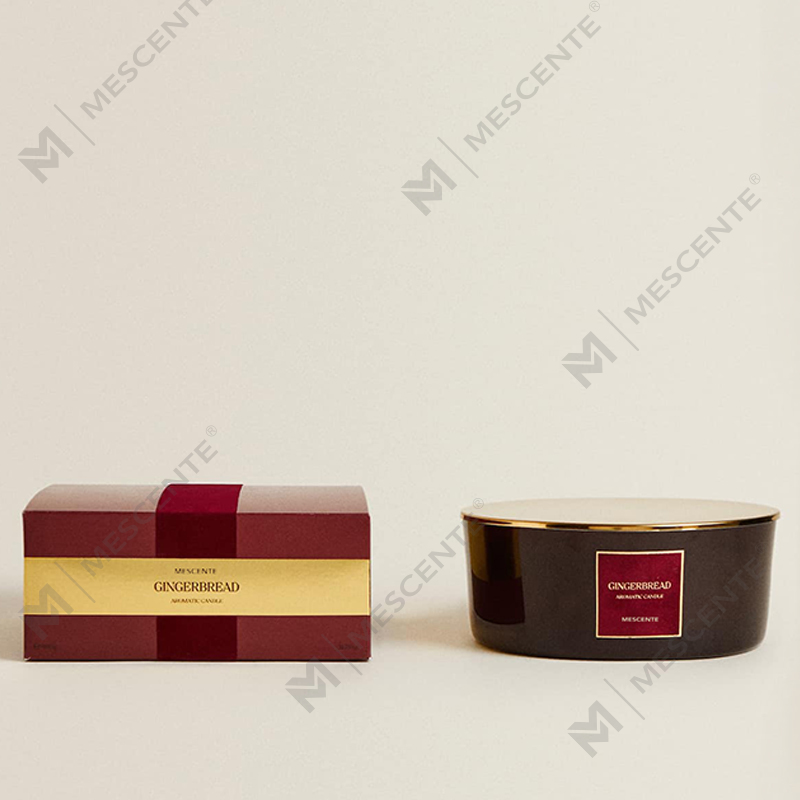 M&Scent Lilin 3 Sumbu Mewah Kustom Label Pribadi yang Dipersonalisasi Lilin Beraroma Kaca Matte Hitam