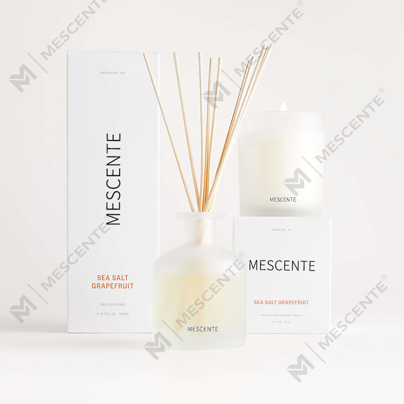 M&Scent label pribadi mewah set hadiah diffuser buluh aroma warna ungu dengan kotak