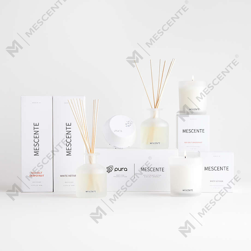 M&Scent label pribadi mewah set hadiah diffuser buluh aroma warna ungu dengan kotak
