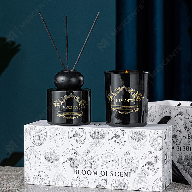 M&Scent penyebar buluh lilin beraroma aroma lilin private label mewah dengan kemasan kotak