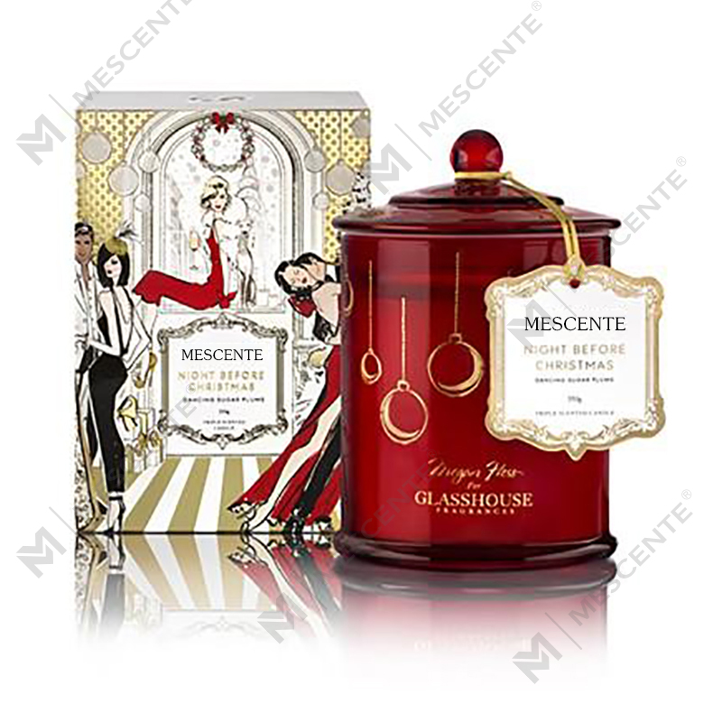 M&Scent Grosir Mewah Label Pribadi Kustom Toples Kubah Natal Lilin Kedelai Beraroma Dengan Tutup